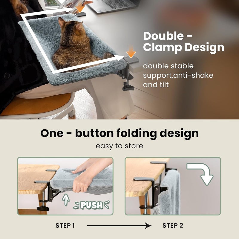 JUNSPOW Cat Bed for Desk with Foldable & Sunken Design,Cozy Faux Rabbit Fur cat Desk Bed for Home Working&Gaming Play,Sturdy Framework Maximum Hold Up to 33lb - Image 4